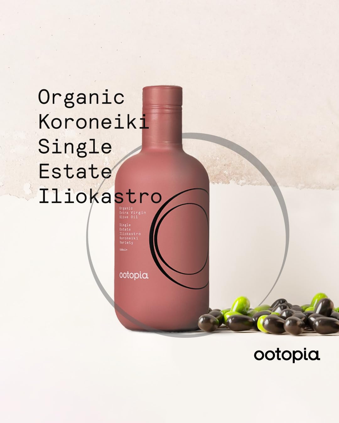 Ootopia Greek Extra Virgin Olive Oil - Cold Pressed Organic Koroneiki Oil Made from 100% Pure Early Harvest Koroneiki Olives - Polyphenol Rich, Glass Bottle (16.9 Fl Oz)