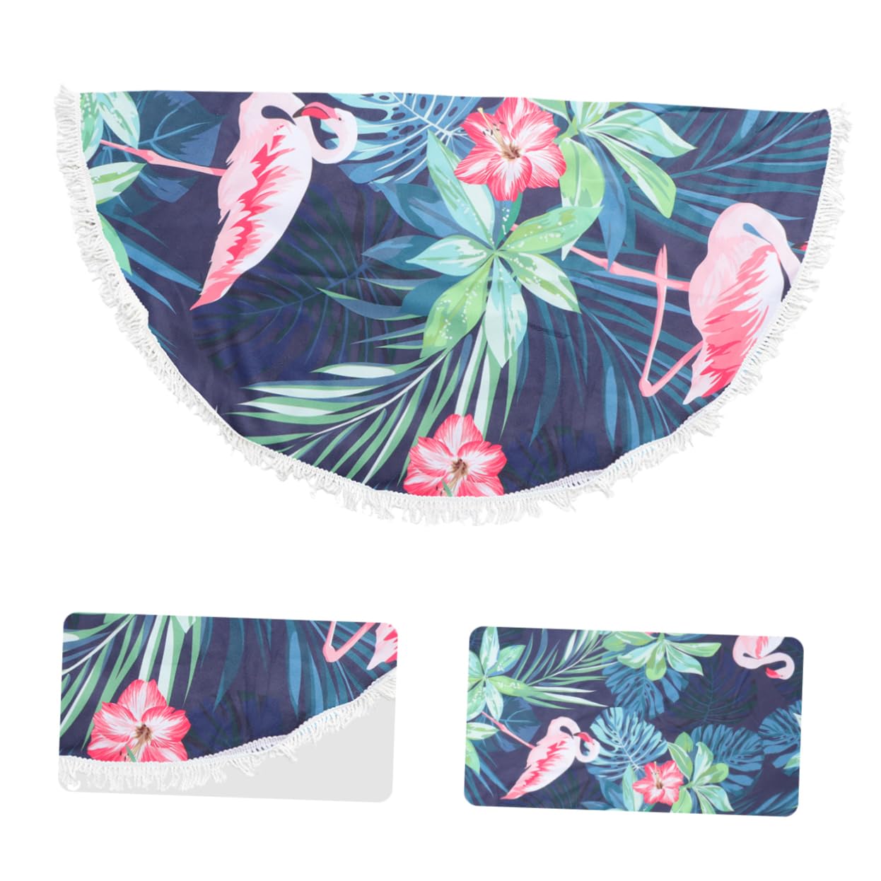 TOPBATHY Telo Mare Rotondo Stampato 150cm in Microfibra, Navy
