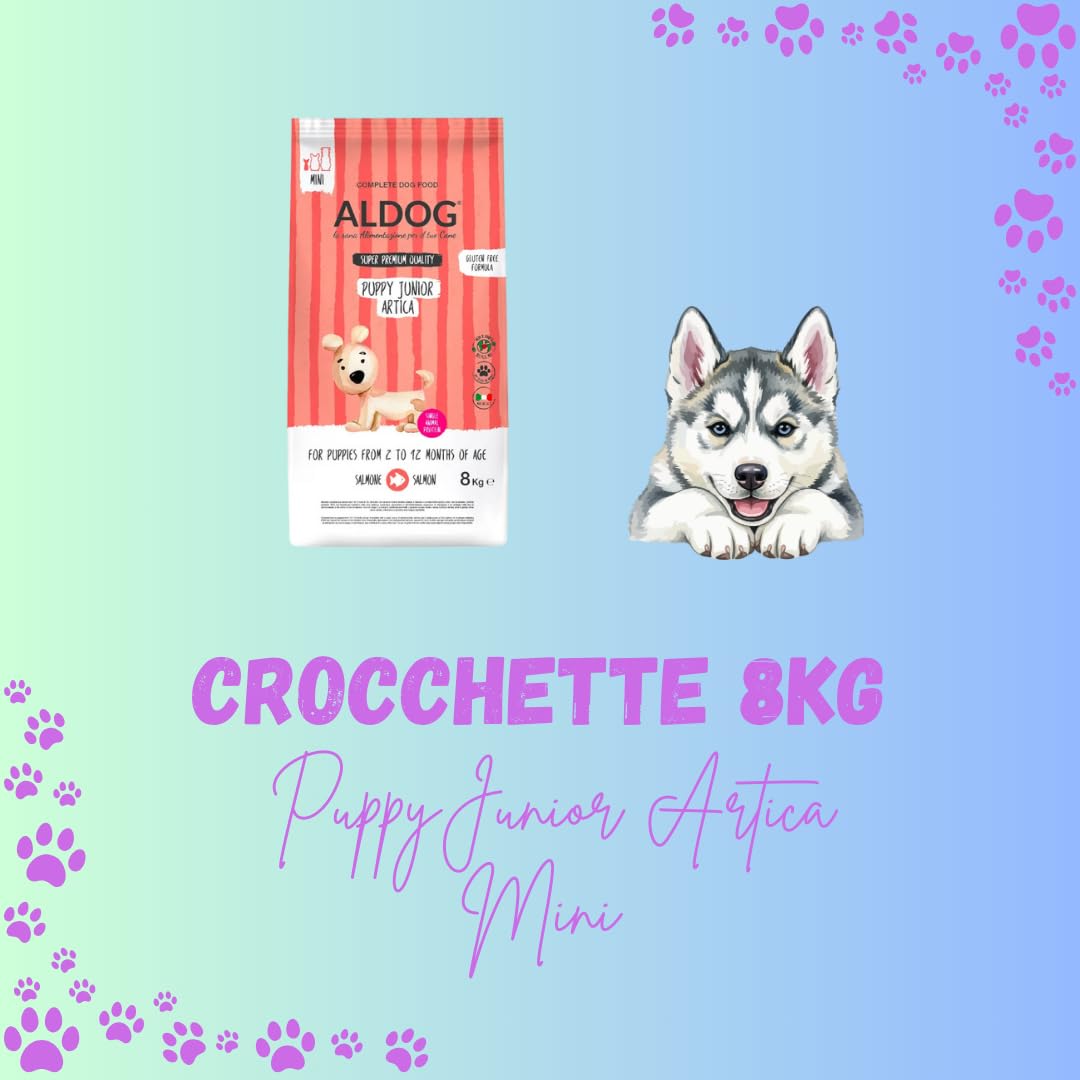 Pienso monoproteico para perros y cachorros, alimento para perros cachorros de todos los tamaños y razas, N. Aldog Puppy-Junior Artica Pienso Mini, 1 paquete de 8 kg, 1 x 8 kg.