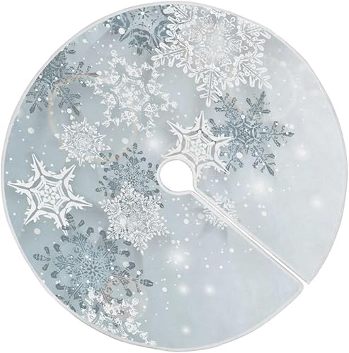 Falda de árbol de Navidad plateada con copos de nieve, decoración de árbol de Navidad gris de invierno de 35 pulgadas para suministros de fiesta
