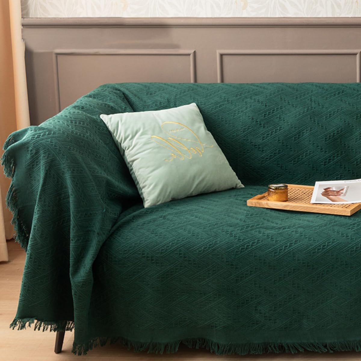 sufacto Sofa Cover for 3 Cushion Couch, Sectional Couch Cover Washable, Geometrical Jacquard Futon Couch Covers Protector for Dog, Decorative Sofa