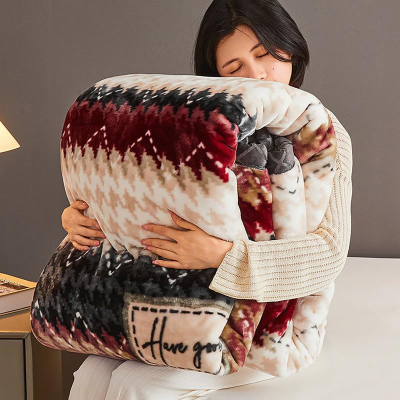 Miękkie ciężkie pluszowe koce, koreański styl aksamitny koc z norek, 2-krotny dwustronny koc z nadrukiem Raschel na zimową rozkładaną sofę, 150 x 200 cm