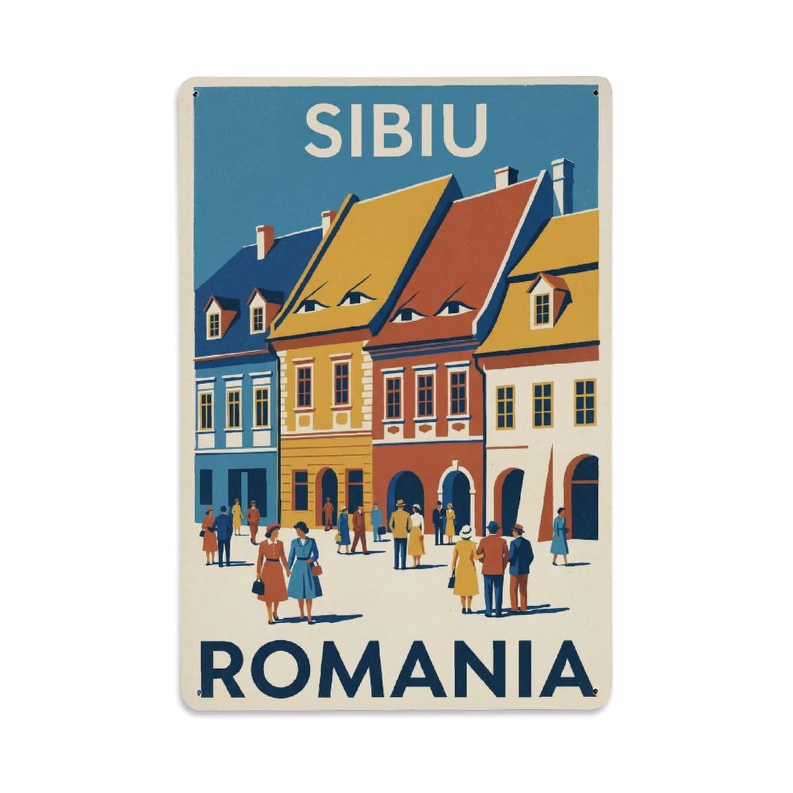 Romania Sibiu Vintage Travel Metal Tin Sign