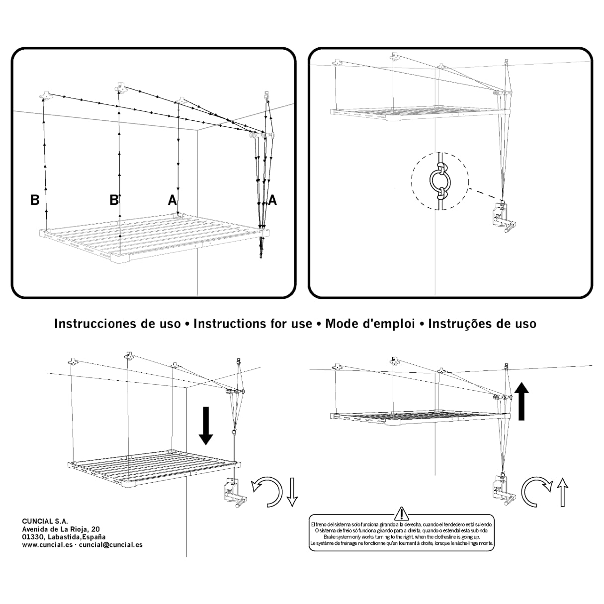 Cuncial - Tendedero de Techo Extensible I Tezno Techo Manivela | Fabricado en Aluminio anodizado | Ahorra Espacio | Gran Capacidad de tendido | Sistema Sube y Baja