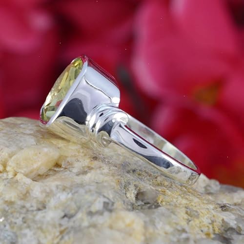 Miniatura 3 de Joyas Plata Real Gemstones Oval Forma Una Piedra Citrino Facetado Anillos De Plata De Ley Amarillo Citrino Anillo Junio Nacimiento Géminis