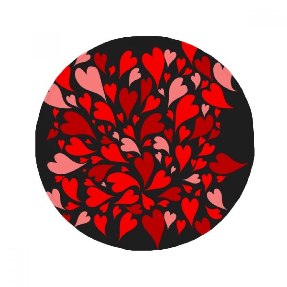 Tapis de sol St Valentin noir rouge coeurs ronds pour salon