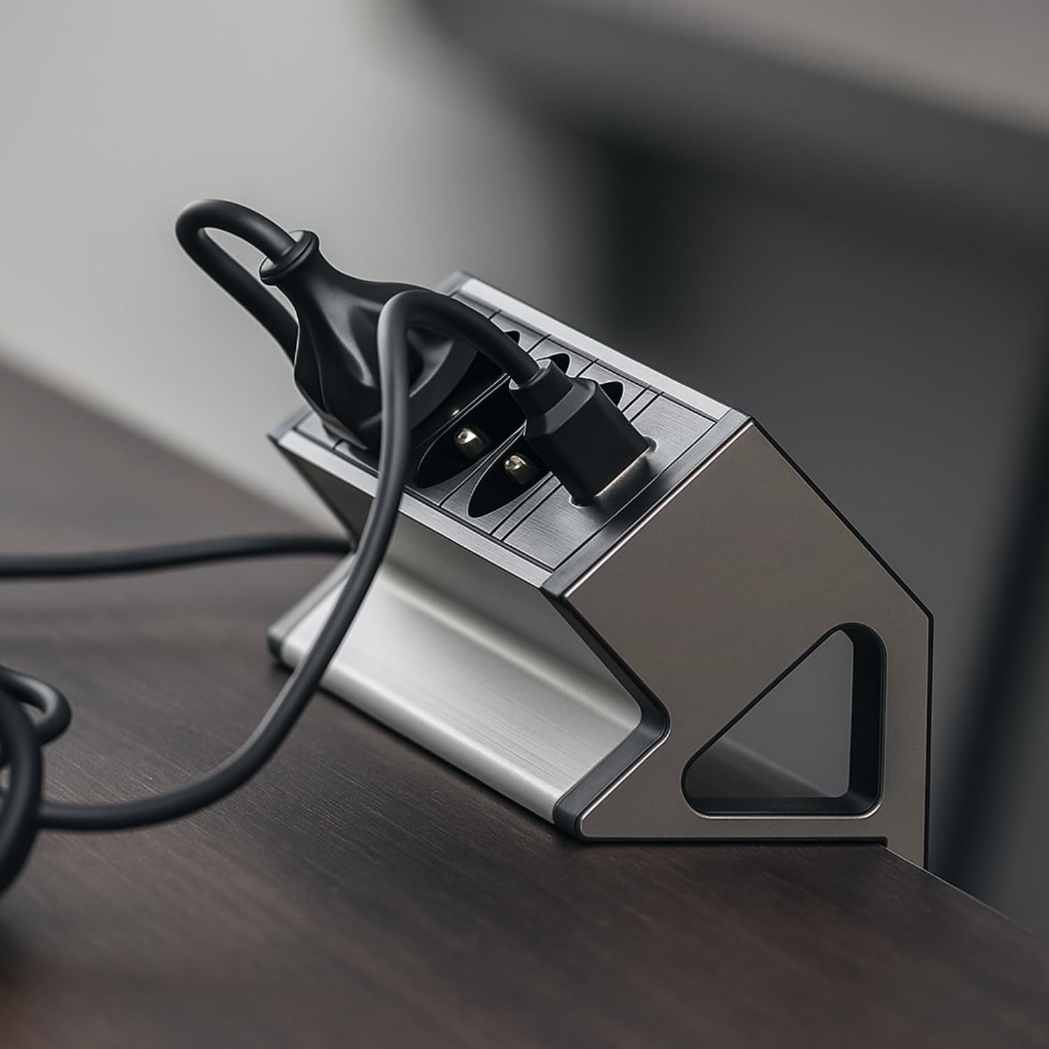 Enchufe de aluminio con 3 enchufes, USB-A USB-C, montaje con pinza