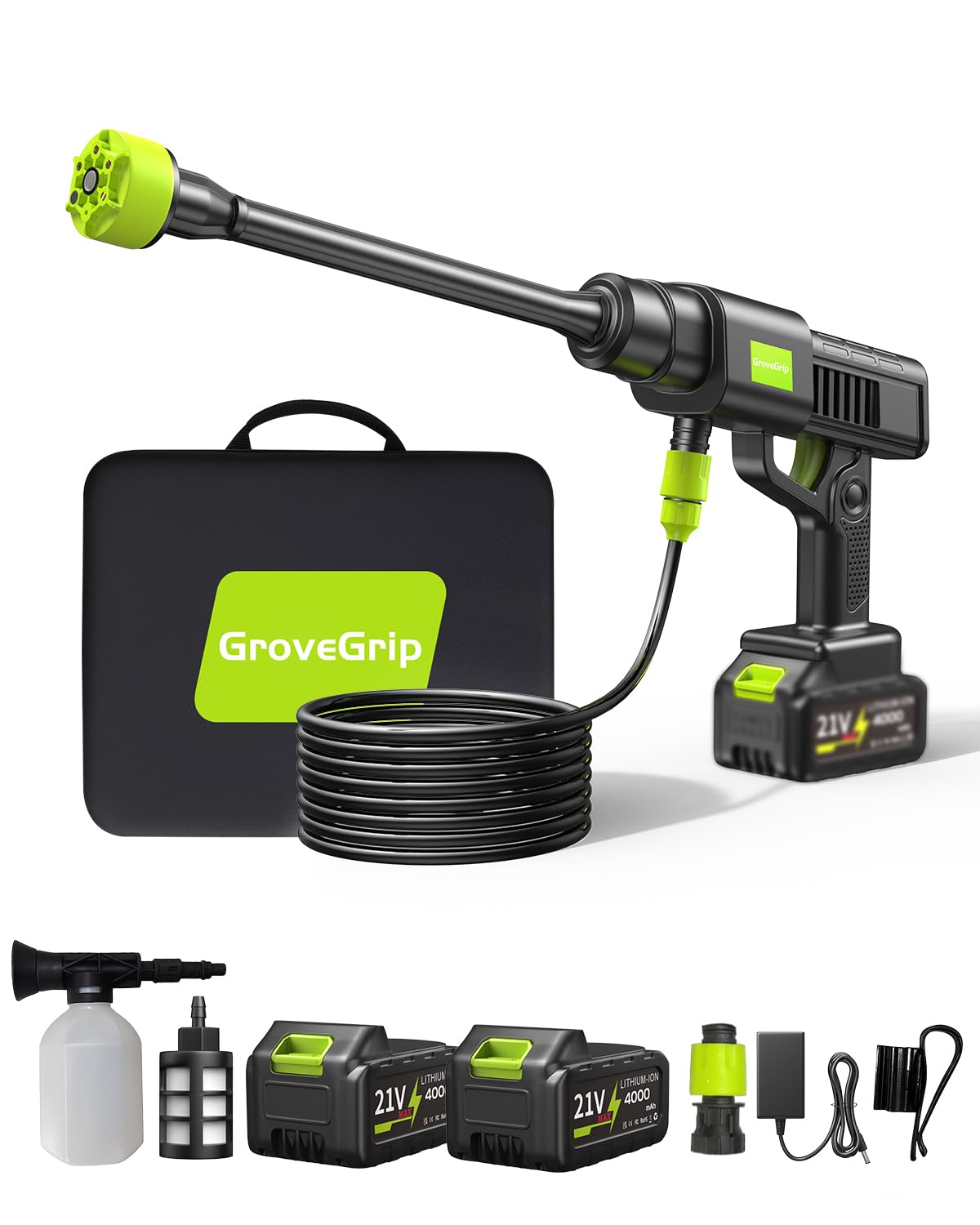 Pressure Washers,Cordless Pressure Washer,8000mAh Battery,10-Stage Adjustable, 6-in-1 Nozzle, Dual Batteries, 10m Range for Car/Patio/Garden/Floor Cleaning & Watering-Mint Green-Upgrade-Gift Set