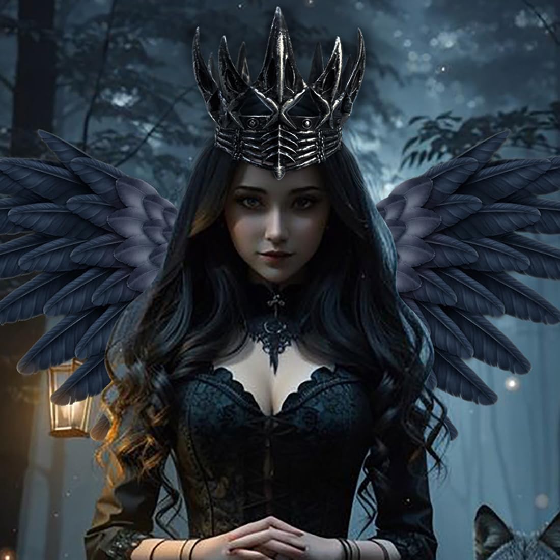 keland Corona di Corvo Headpiece Corona Gotica Corona di Halloween per Donna Uomo (Argento)
