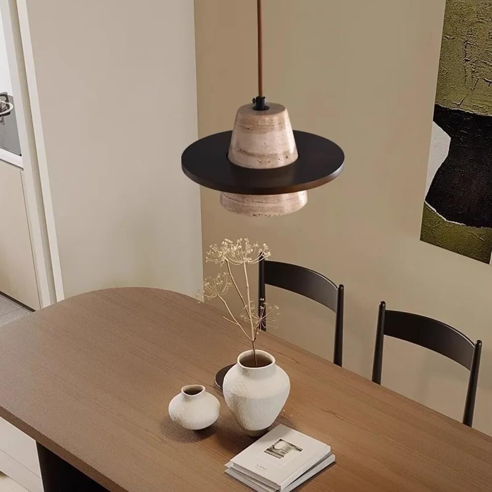 Modern Pendelleuchte Kleine Pendelleuchte aus japanischem gelbem Travertin, Retro-Industrie-Nachttischleuchter, nordische Inneneinrichtung, Bauernhaus-Dekor, Hängelampe for Restaurant und Esszimmer(Wa