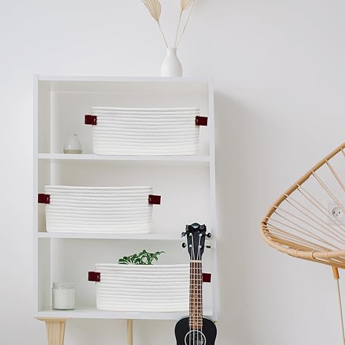 Miniatura 8 de ABenkle Cesta tejida pequeña, bonita canasta pequeña, cesta de almacenamiento de estante de cuerda, cesta de juguetes para perros y gatos, cesta de