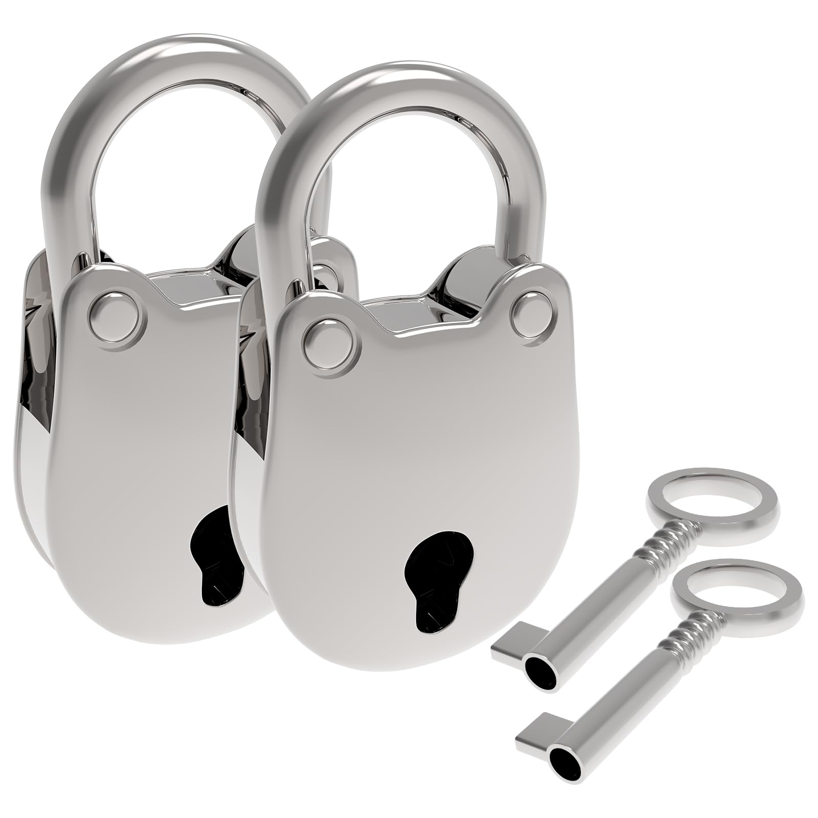 SDTC Tech 2pcs Mini Antique Padlock Retro Vintage Style Bear Head Shape Silver Locks and Keys