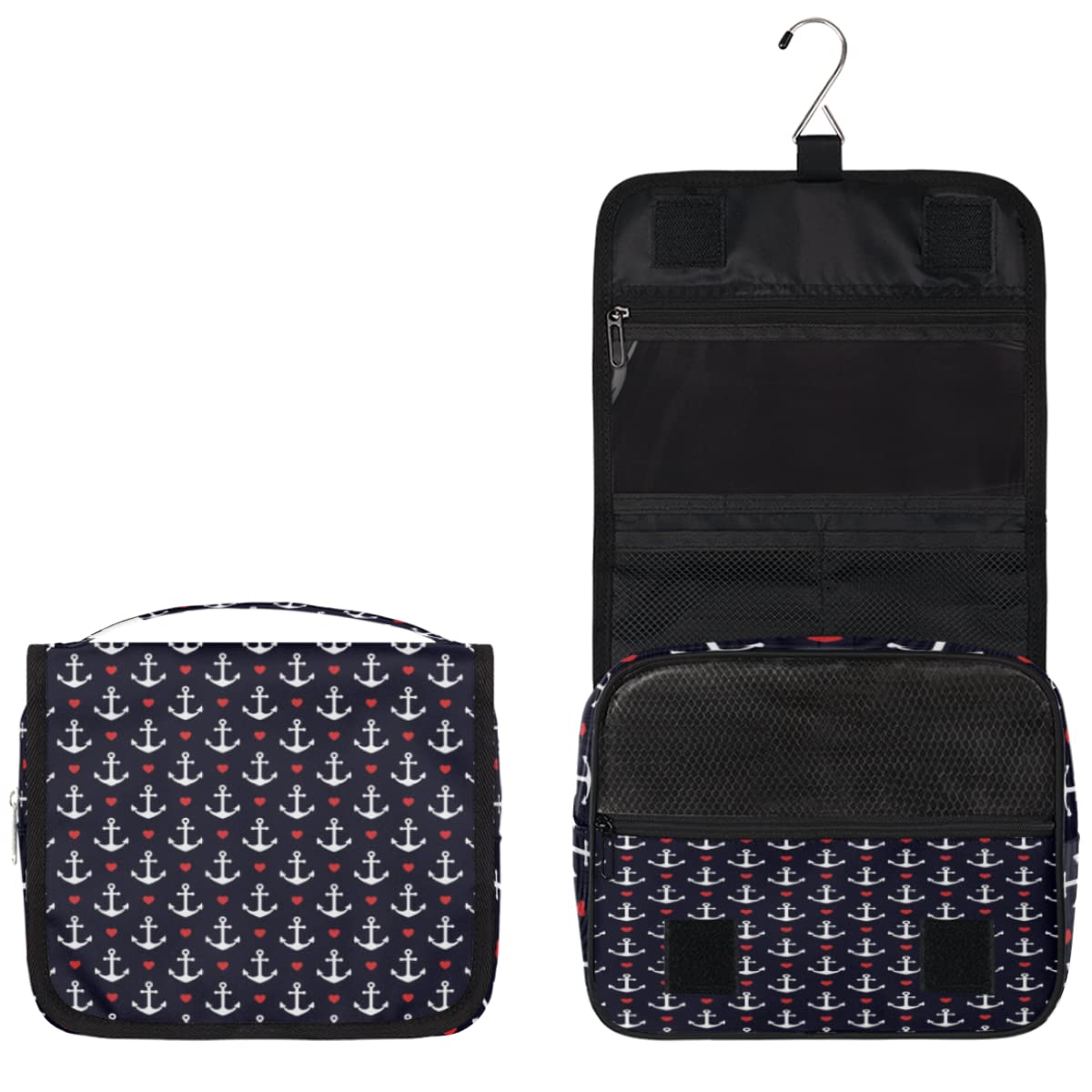 Kotwy Podróżna kosmetyczka Kotwy Serca Mycie Torba Unisex Wiszące przybory toaletowe Kosmetyczka Organizer do makijażu, wielobarwny, Jeden rozmiar