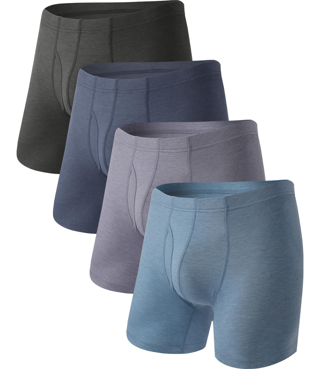 BAMBOO COOL Men's Ultra ComfortSoft Underwear, Moisture Wicking & Breathable No Ride Up Boxer Briefs with Fly, Multipack