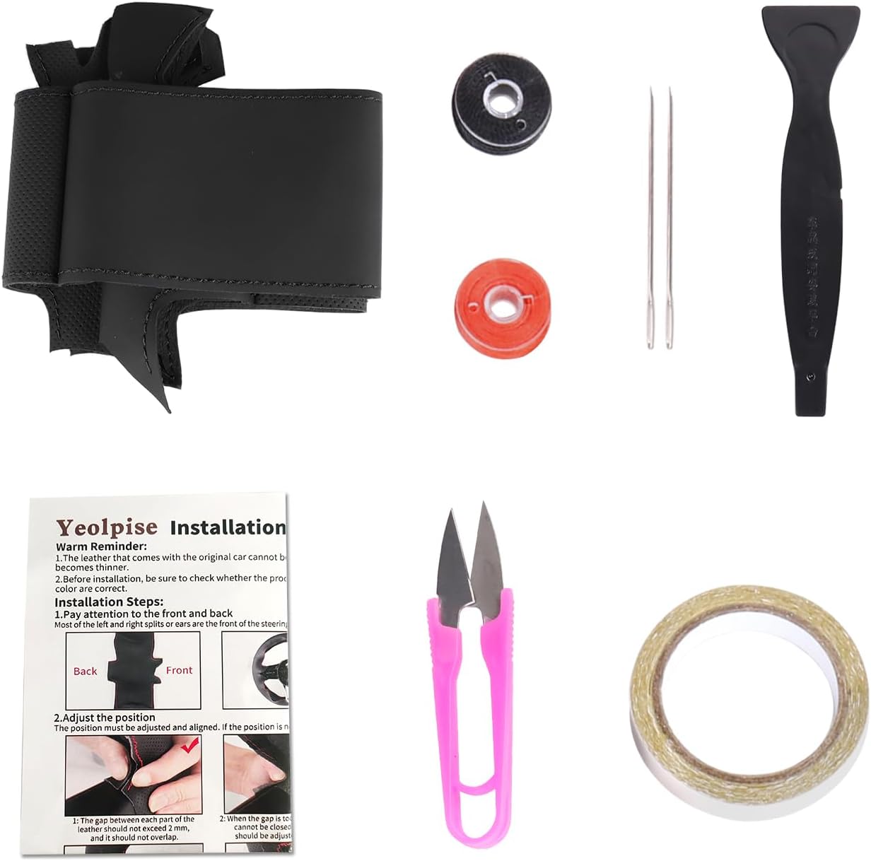 Hand Stitched Steering Wheel Cover,Fit for Tesla Model S 2012-2021/Model X 2016-2020,Non-Slip Breathable Microfiber Leather Steering Wheel Cover on Wrap DIY Hand Sewn Car Interior Accessories