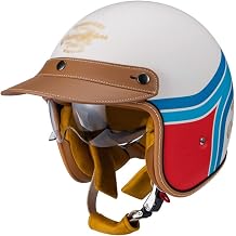 Retro Motorcycle 3/4 Open Face Helmets - Unisex-Adult Motorbike Jet Helmet with Sun Visor and Removable Lining DOT Approved Scooter Helmet for Cruiser Touring ATV Color Z, Size L=58-60cm