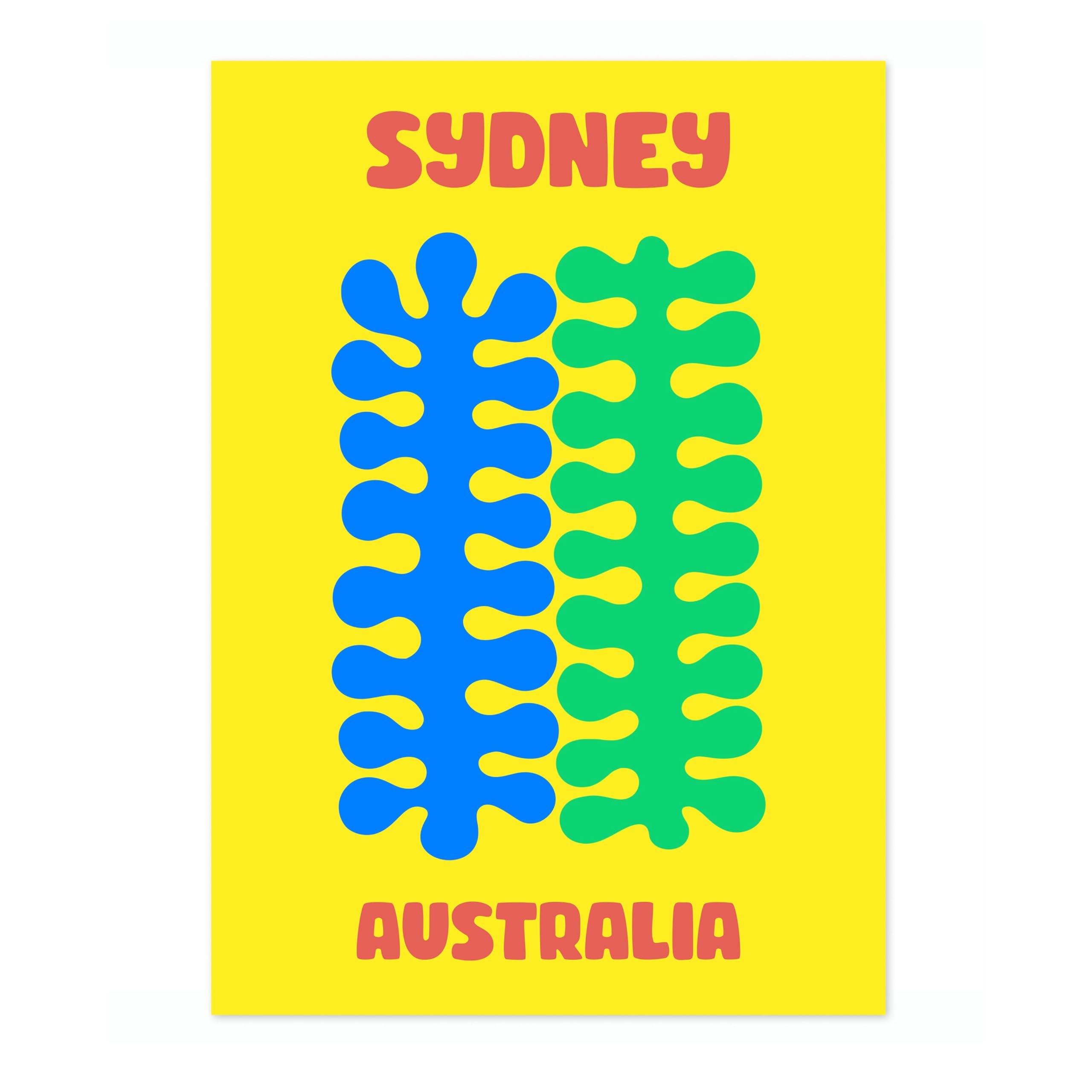 Sydney Travel Poster, Colourful Abstract Preppy Minimalist Room Decor Wall Art Print, Archival Matte, A4 (Print Only) - 29.7x21cm — image 1