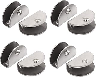 Aexit 10mm-12mm Thick Fall Protection Stainless Steel Glass Shelf Clamp Holder Clip Safety Clips 38x28x17mm 8pcs