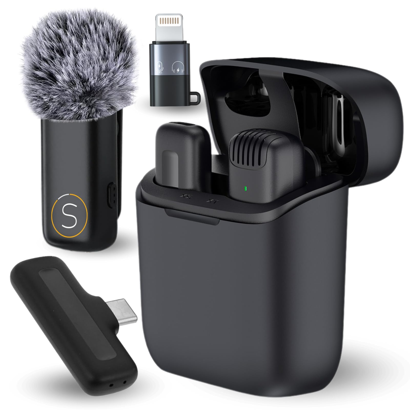 Mini Mikrofon Handy Kabellos Mic mit Ladekoffer Wireless Lavalier Ansteckmikrofon für Podcast TikTok Vlog YouTube Video Aufnahme USB C Plug and Play Mikrofon Smartphone iPhone