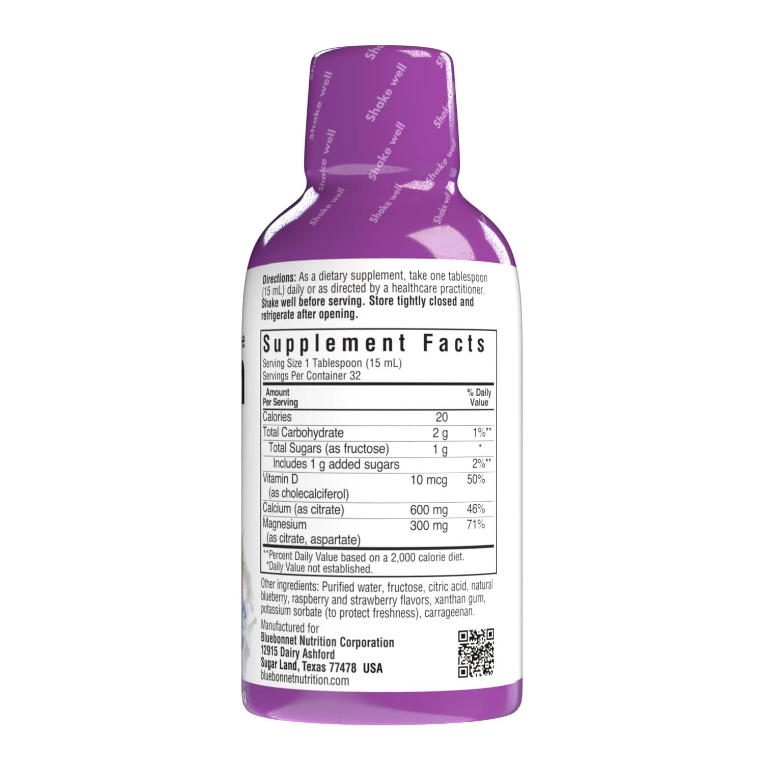 Bluebonnet Nutrition Liquid Calcium Citrate, Magnesium, Vitamin D3, Bone Health, Gluten Free, Soy Free, Milk Free, Kosher, 16 fl oz, 32 Servings, Mixed Berry Flavor — Amazon image 2