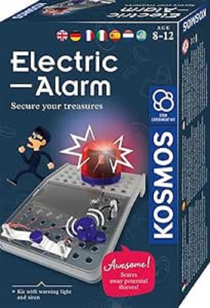 Kosmos 617349 Electric Alarm, Safe Secret Hideout, Electric Kit for Alarm System, Flashing Warning Light, Siren, Experiment Box for Children from 8 Years, Birthday Gift, Multilingual Instructions