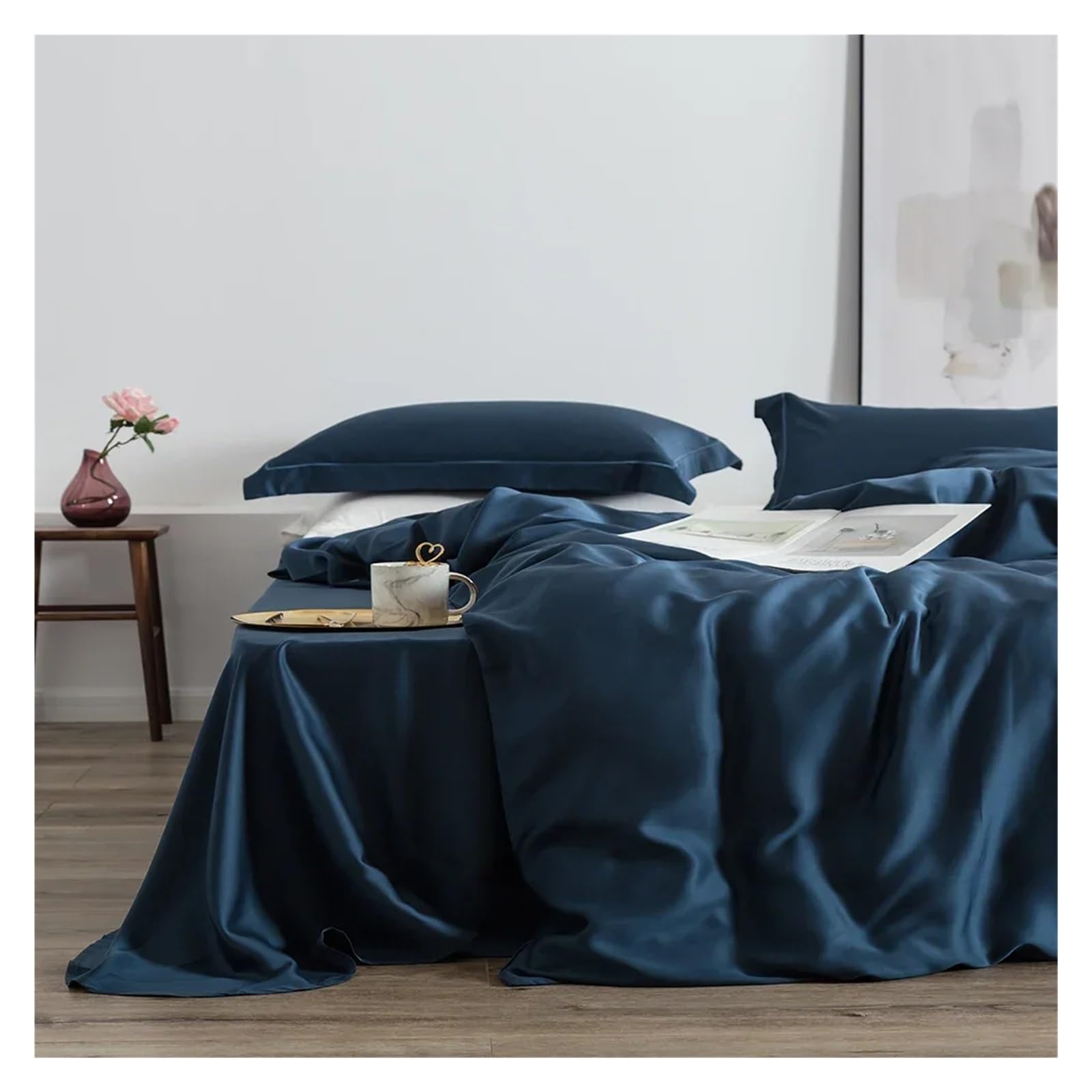 Sbcgfy B Silk Green Edding Set Mulberry Silk Ed Sheets Eauty Quilt Cover Set Pillowcase Queen King Ed Set,Cotton Duvet,-King