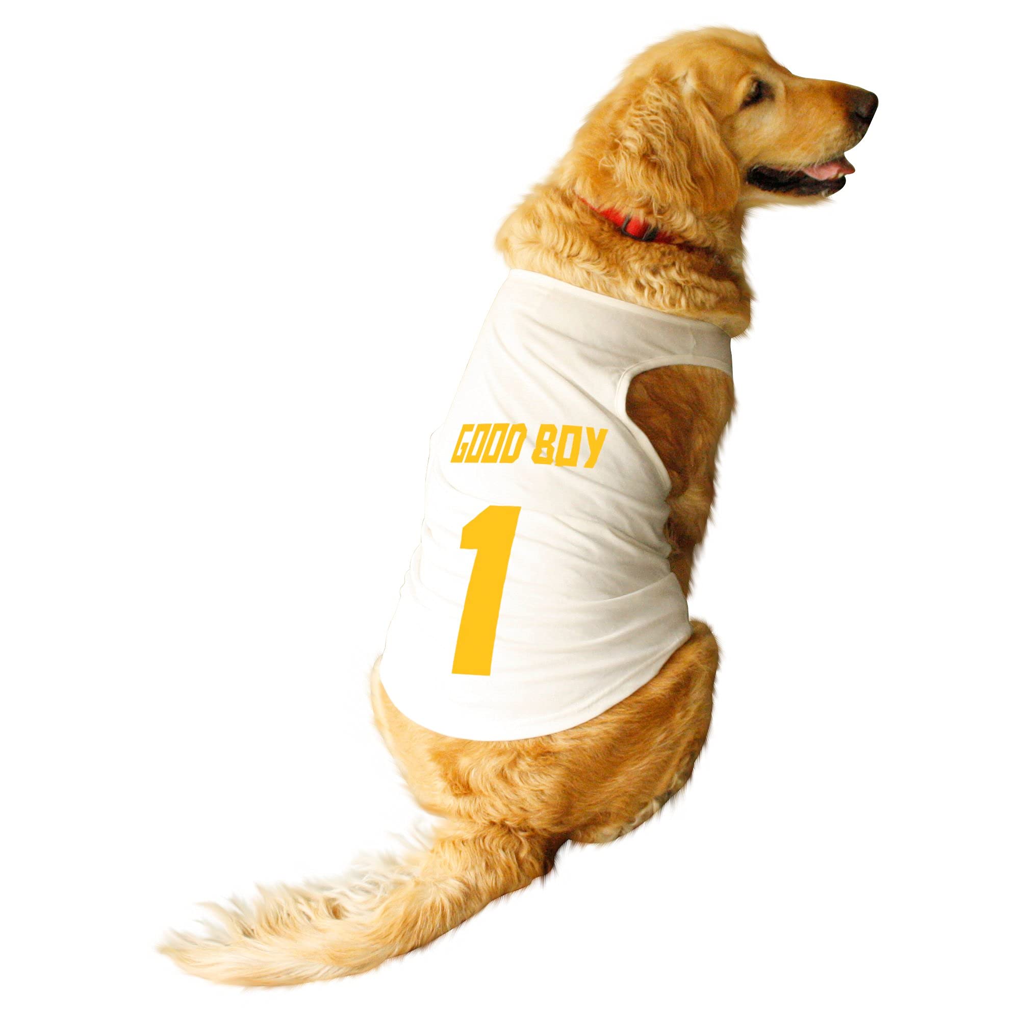 Ruse Pet Good Boy Jersey No.1 Printed Round Neck Sleeveless Dog Vest Tank T-Shirt/Tees Apparel/Clothes/Tees Gift for Dog