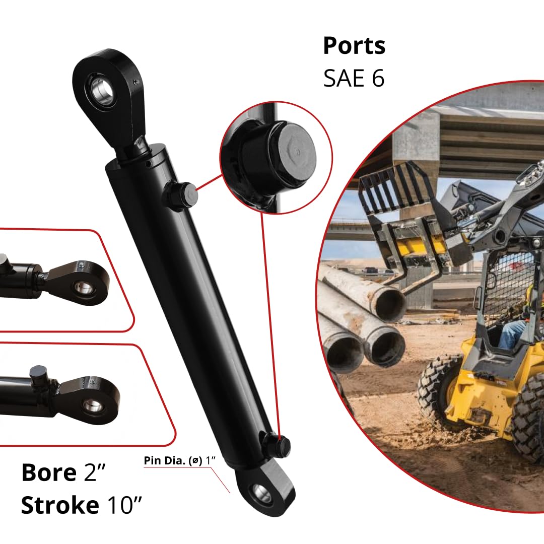 Double Acting Hydraulic Cylinder – Universal 2" Bore 10" Stroke, Swivel Eye (2x10) — Amazon image 2