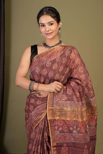 Anuttara maroon bhagalpuri silk saree – image 5