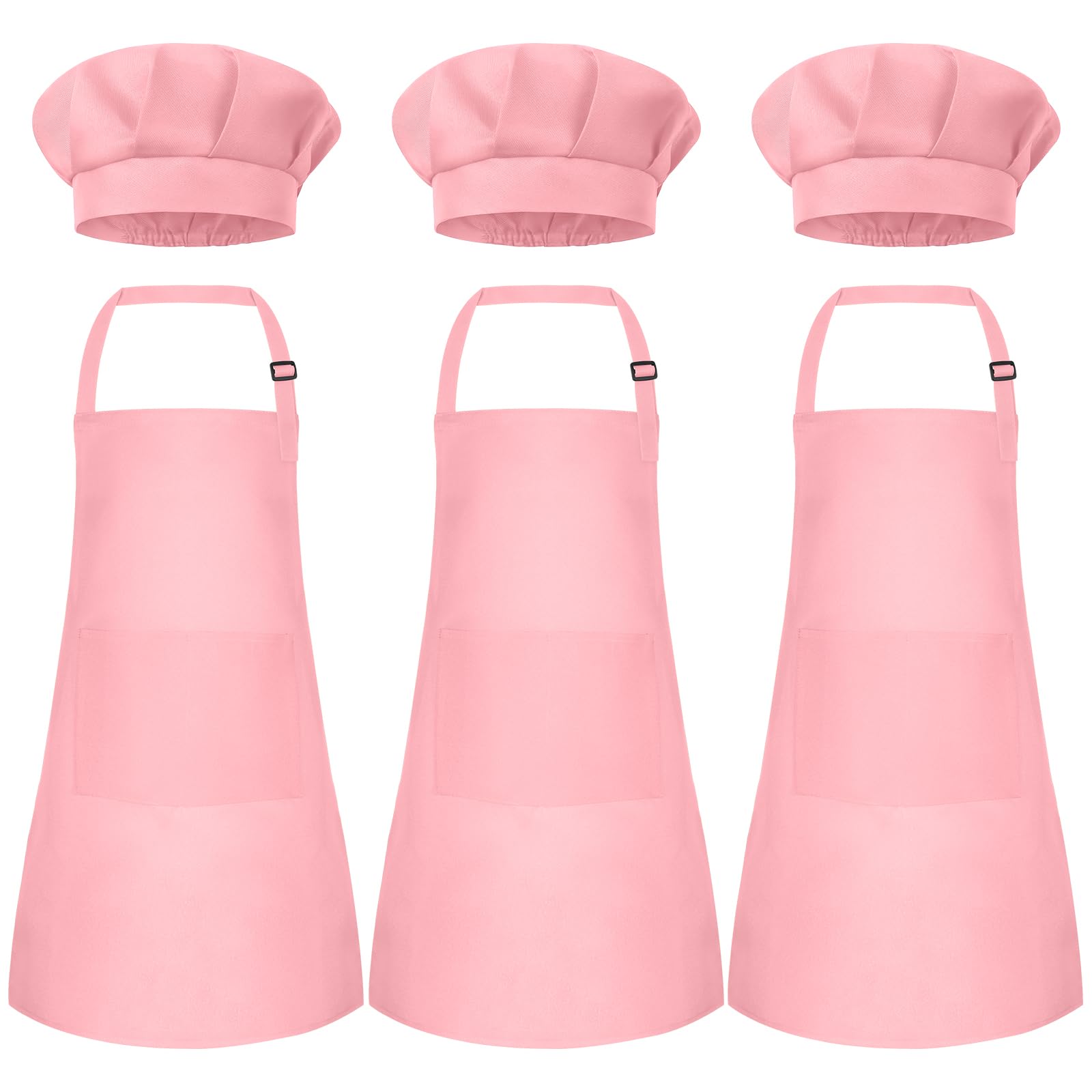 Kids Apron and Chef Hat Set Children Apron Adjustable with 2 Pockets Children Chef Painting for Cooking Baking