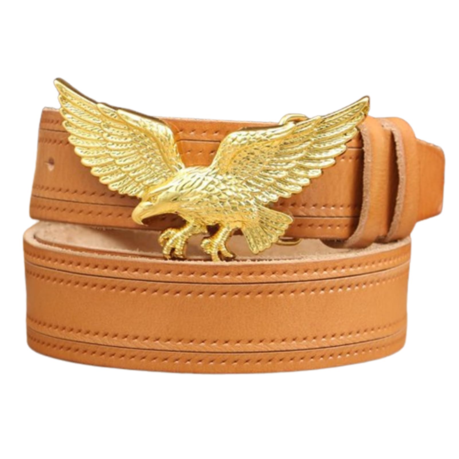 Cintura In Pelle Da Uomo E Donna Con Fibbia Western Incisa Aquila Volante Dorata, Cinturino Cowboy, Cowgirl Country