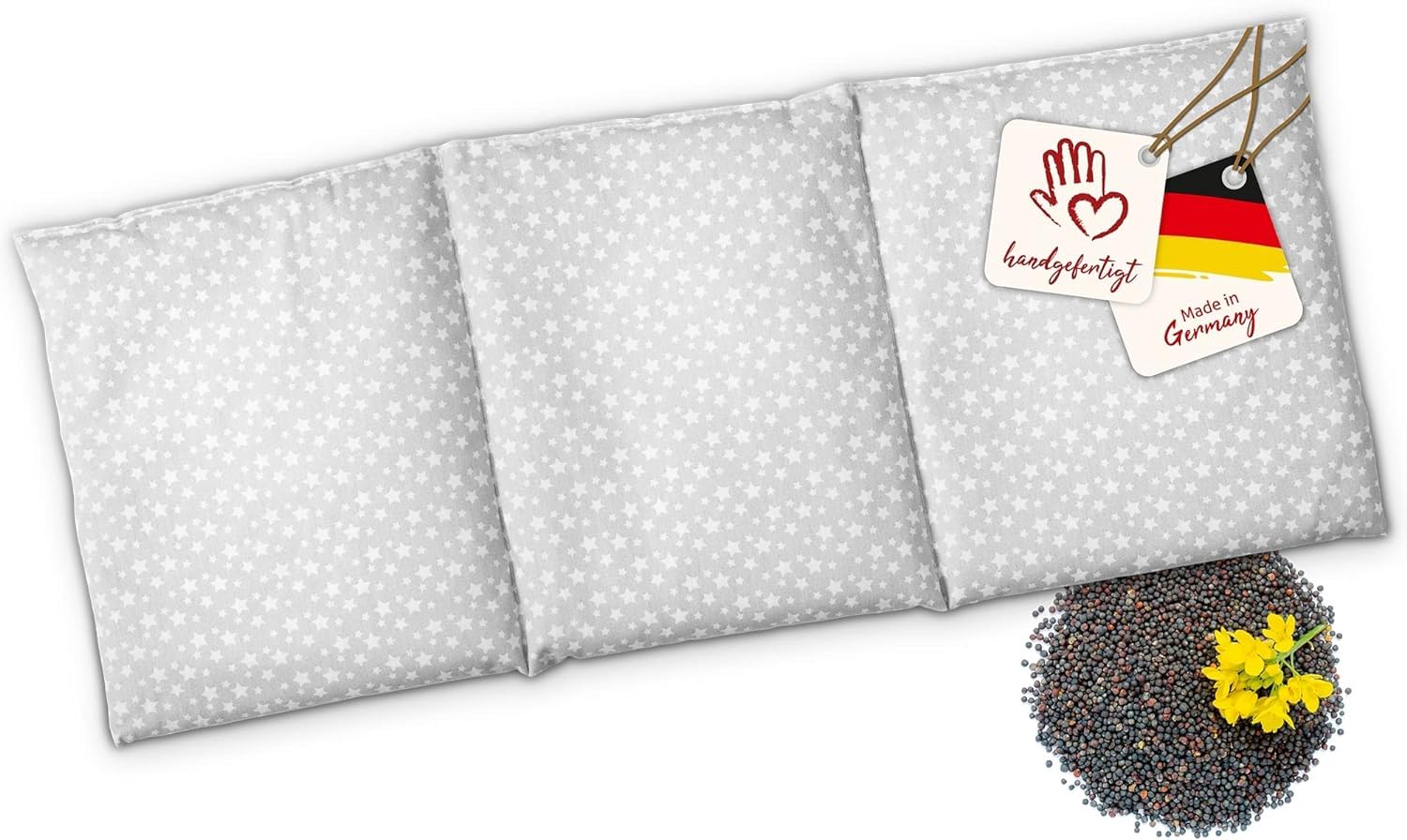 Cuscino Termico Microonde o Forno | Fascia Riscaldante Schiena | Termoforo Cervicale e Spalle | Riempimento Semi di Colza, Fatto a Mano | ca.50x20cm, Cotone OEKO-Tex | Cuscino Collo