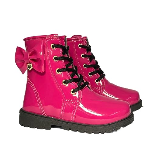 Bota Tratorada Pink Infantil Feminina com Laço - Confortável e Segura - Tamanhos 20 ao 34