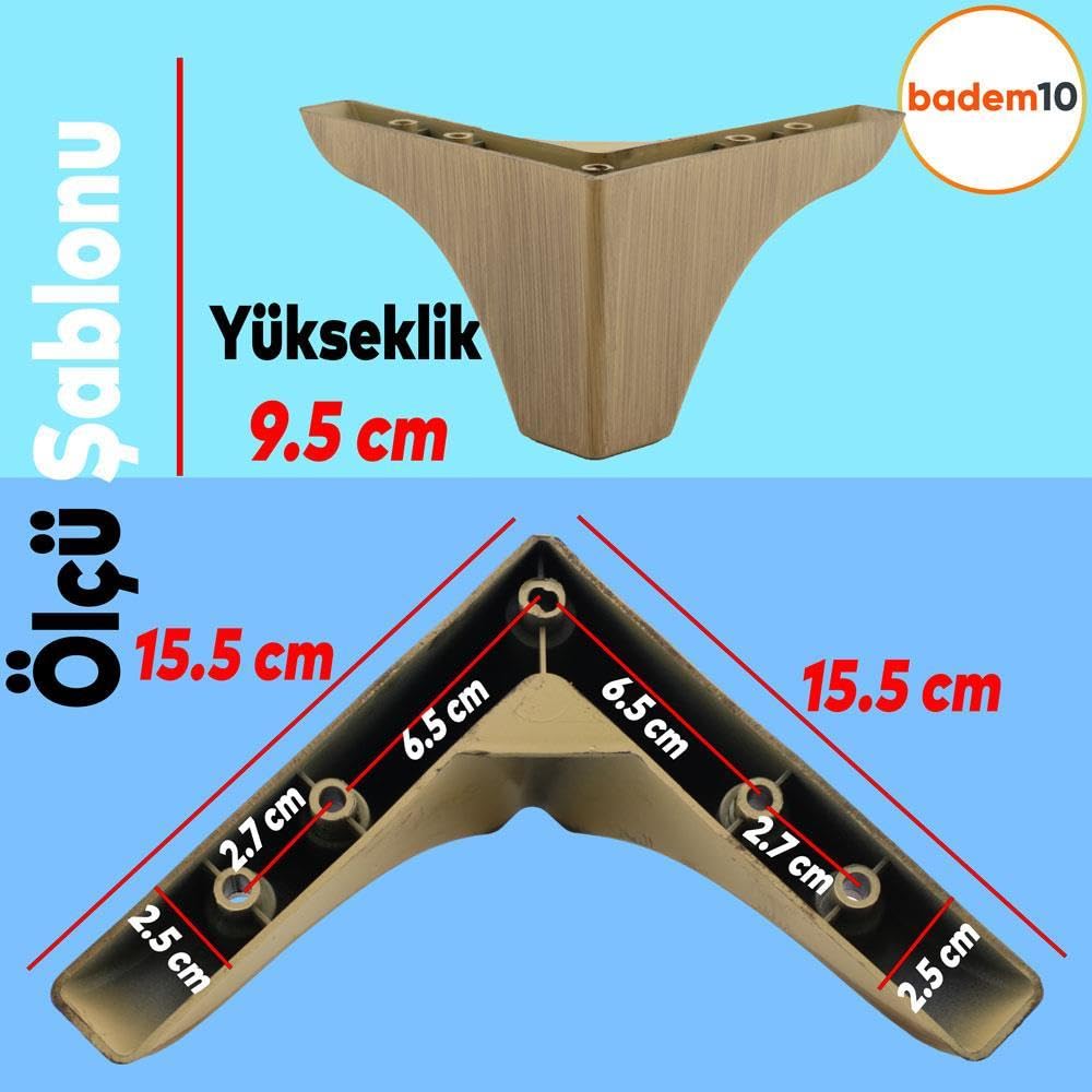 (4 ADET) Bellona Rose 9.5 Cm Açık Kahverengi Mobilya Kanepe Koltuk Koltuk Ayağı Ayakları
