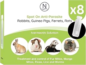 Naqua 8 x Anti-Parasite Spot On Pipettes. Treatment for Rabbits, Ferrets, Guinea Pigs, Rats & Chinchilla. Vet Strength, kills fleas, lice, mange mites