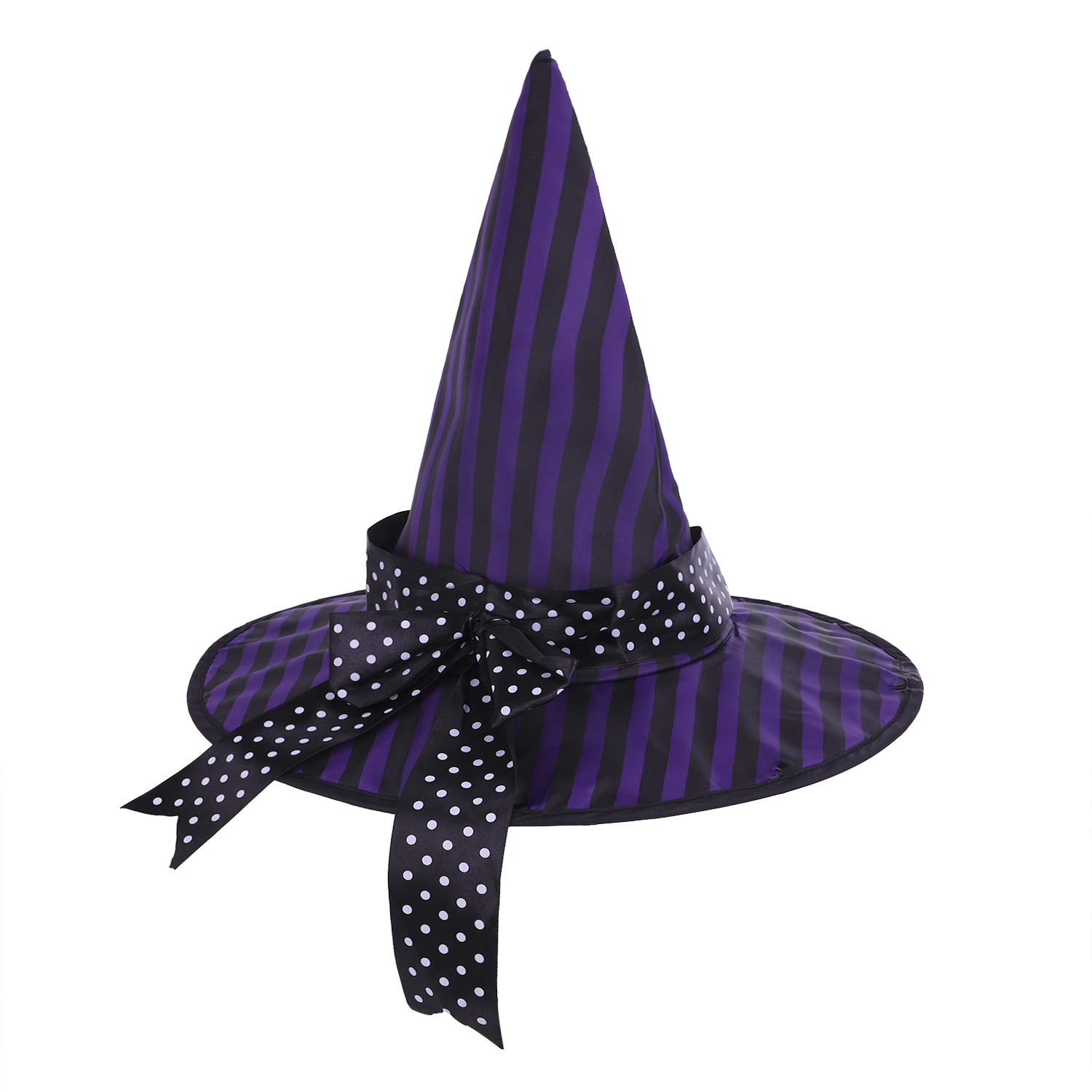1点もの ハロウィン ハンドメイド ニット帽 魔女の帽子 黒と紫