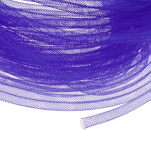 M METERXITY Mesh Tube Ribbon 25 Yards, 6mm Elastic Fabric Ribbons Mesh Tubing for Crafts/Gift Wrapping/Flower Bouquets/Wedding/Birthday/Holiday/Wreaths Christmas/Decoration[Dark Purple]