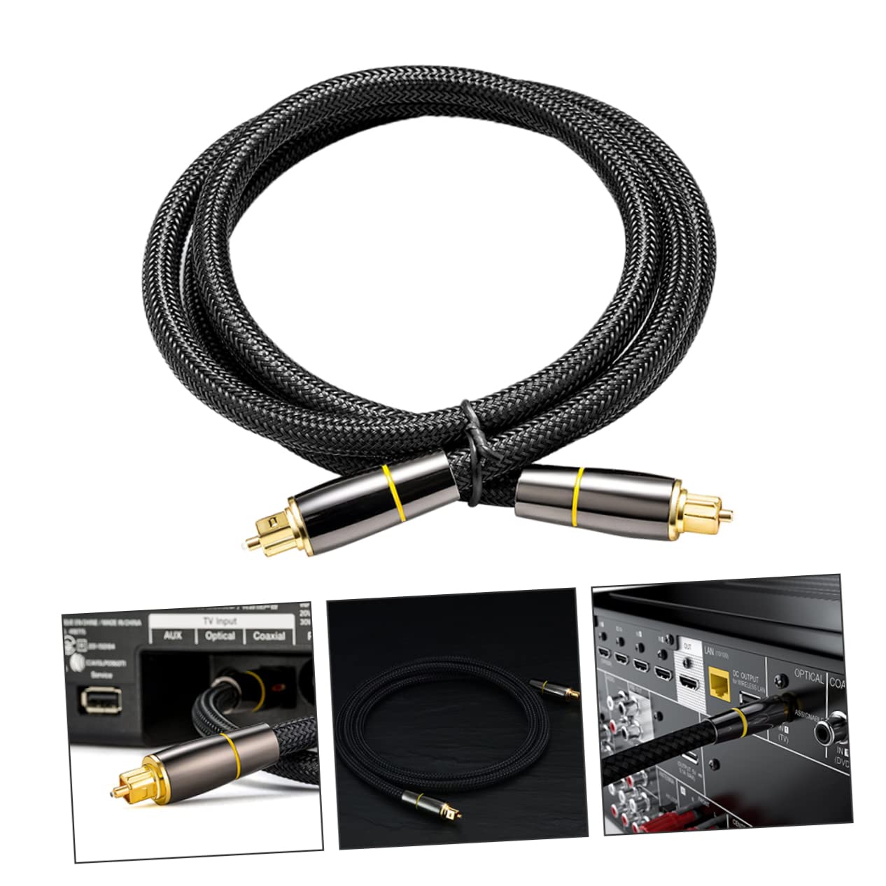 Uonlytech Cavo Audio Ottico Maschio Maschio 15 Metri in Fibra Nera