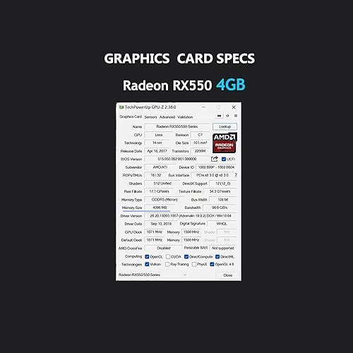 Miniatura 7 de Tarjeta gráfica para juegos RX 550 AMD Radeon GPU 4GB GDDR5 Tarjeta de video de 128 bits DP DVI Salidas HDMI PCIe 3.0 x8 Alimentado