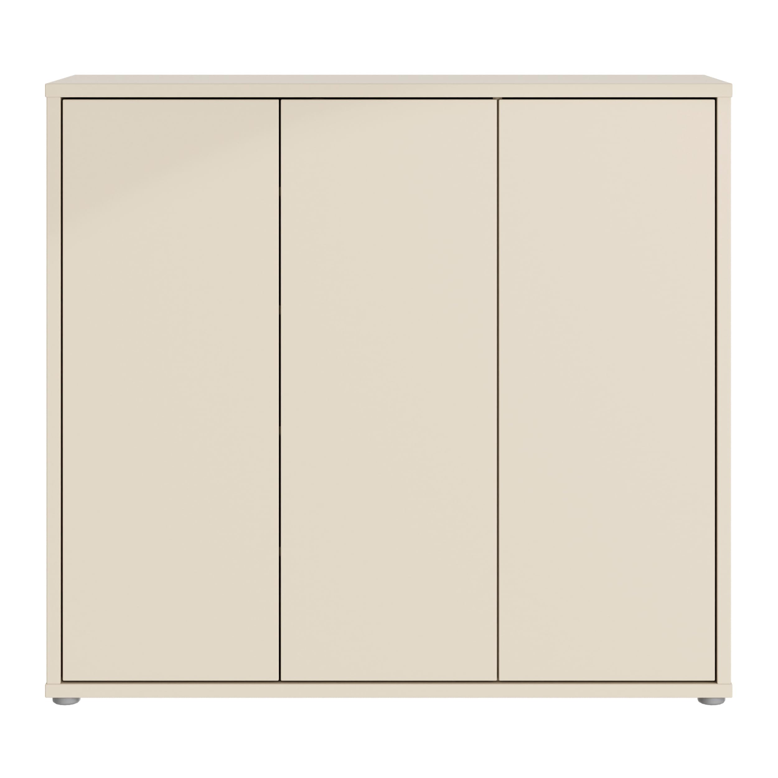 Forte Alice Springs Schuhschrank 100 110, Flurschrank 3 Türen 8 Einlegeböden, Holzwerkstoff, Kaschmir Beige, 109,2x99,1x34,9 cm