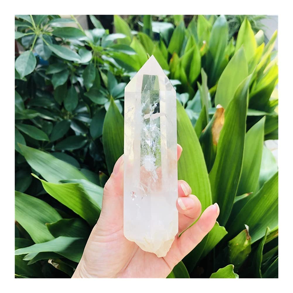 Hujwlbwf One Color 350-400G Large Clear Lemurian Seed Quartz Natural Point Cluster Crystal Rough For Decoration, Stone Generator