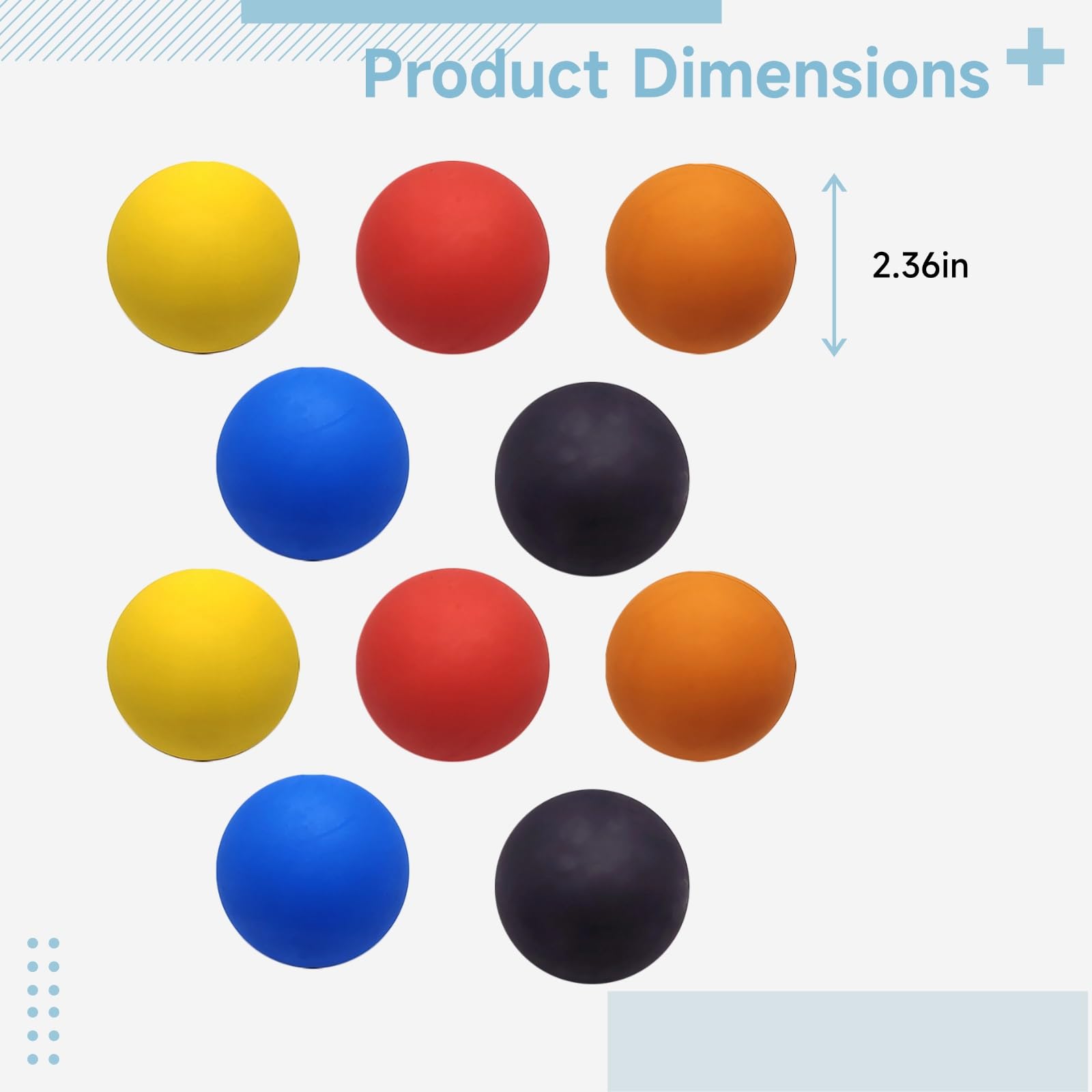 Lot de 10 balles d'entraînement de squash avec rebond élevé, mini balles creuses de 5 cm de diamètre en 5 couleurs, ensemble d'outils de réaction et de récupération musculaire