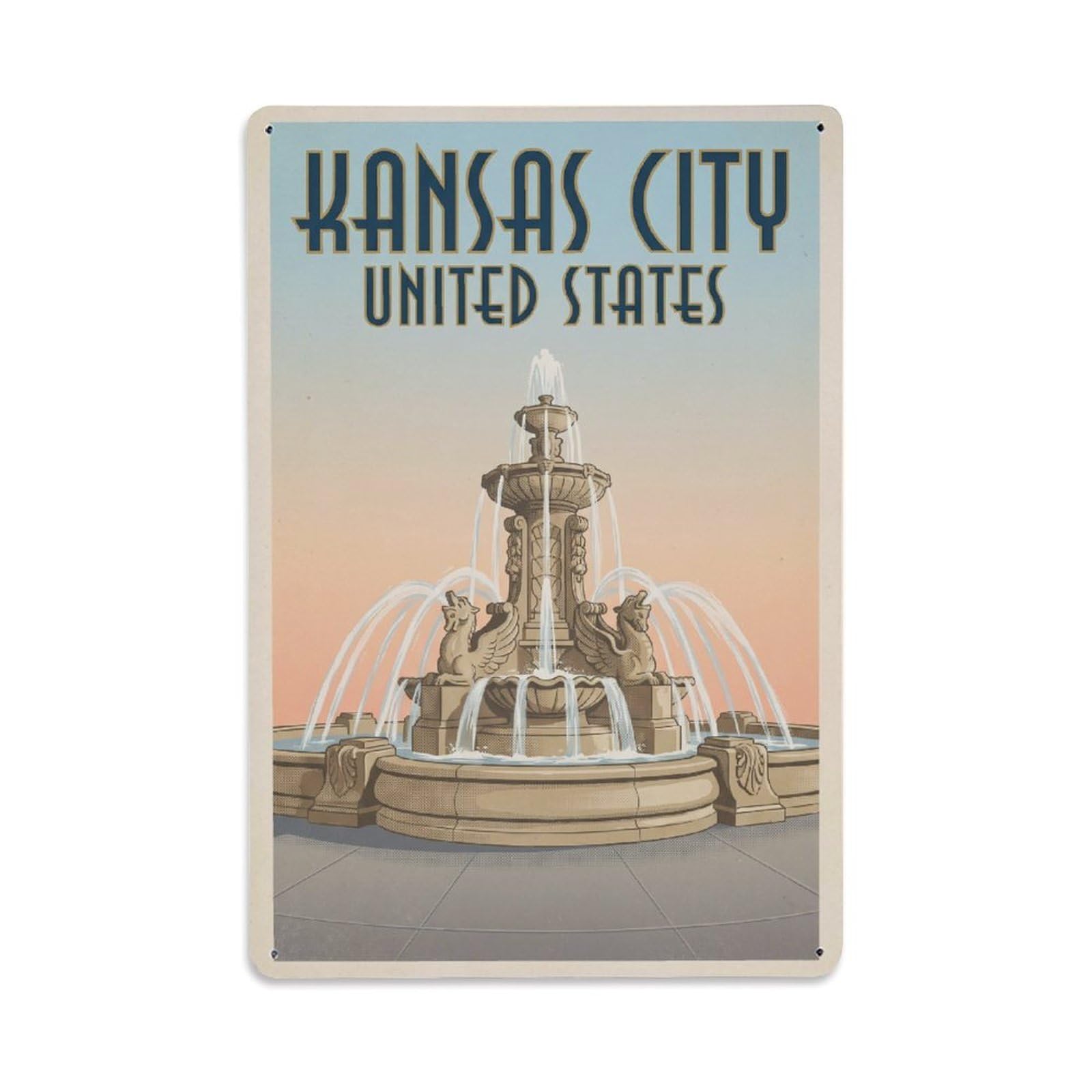 Xanthor Style Retro Travel Usa Kansas City Metal Tin Sign