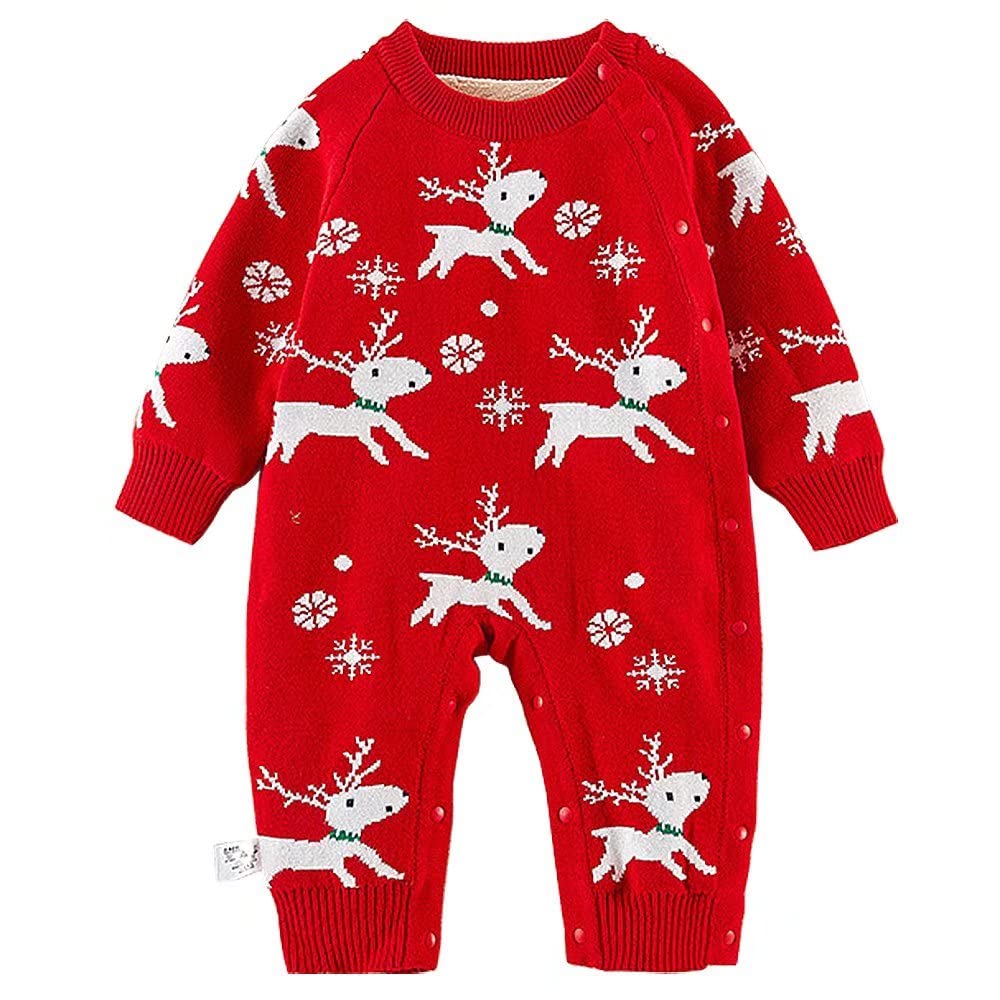 Newborn Baby Christmas Sweater Infant Knit Romper Onesie Outfit