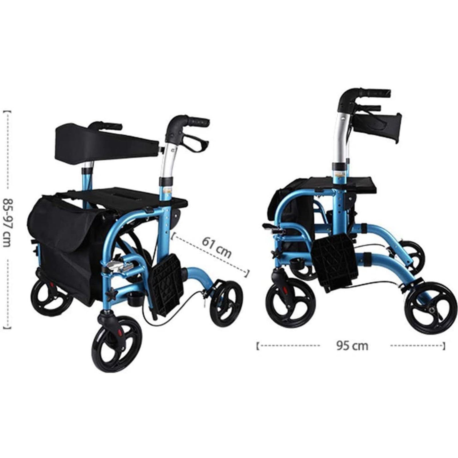 Andador para Ancianos, Andador Plegable con Asiento, Andador con Frenos por Presión, Aluminio, Ligero, con Asiento Y 4 Ruedas Materiales De Primera Calidad Peso Máximo Soportado 300 LB