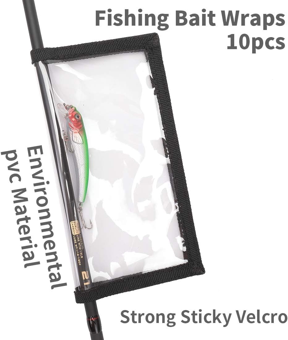 Fishing Lure Wraps 10 Packs Durable Clear PVC Lure Covers Keeps Fishing Safe Easily See Lures Fishing Hook Covers Bait Storage 5 Large 4.3" W x 7.9" L + 5 Medium 3.9" W x 7.1" L (10pcs 5L+5M)