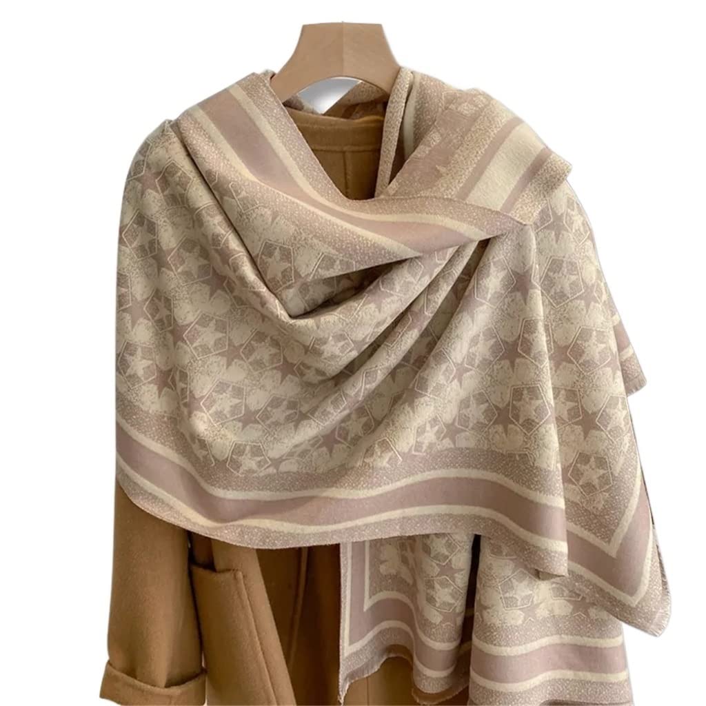 Bufanda Gruesa de imitación de Cachemira para Mujer, Chal cálido, Manta de Invierno, pañuelo para el Cuello con borlas para Mujer (Color 1, 180 x 65 cm)
