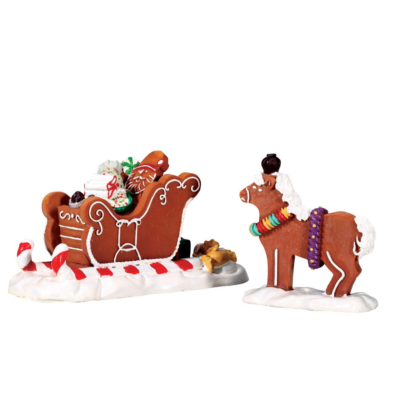 Lemax Santa's Sleighride Porcelain Village Accessory Multicolor Resin 2.28 in. 2 pk