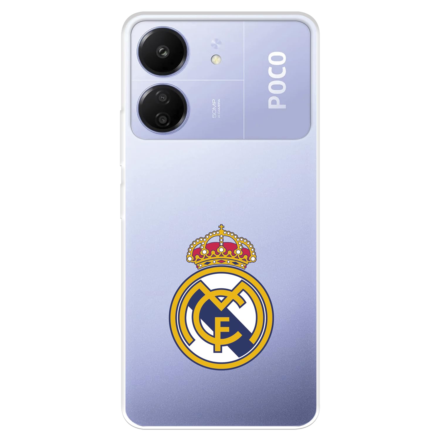 Funda para Xiaomi Redmi 13C - Poco C65 del Real Madrid Escudo Real Madrid tansparente para Proteger tu móvil. Carcasa de Silicona Flexible con Licencia Oficial Real Madrid