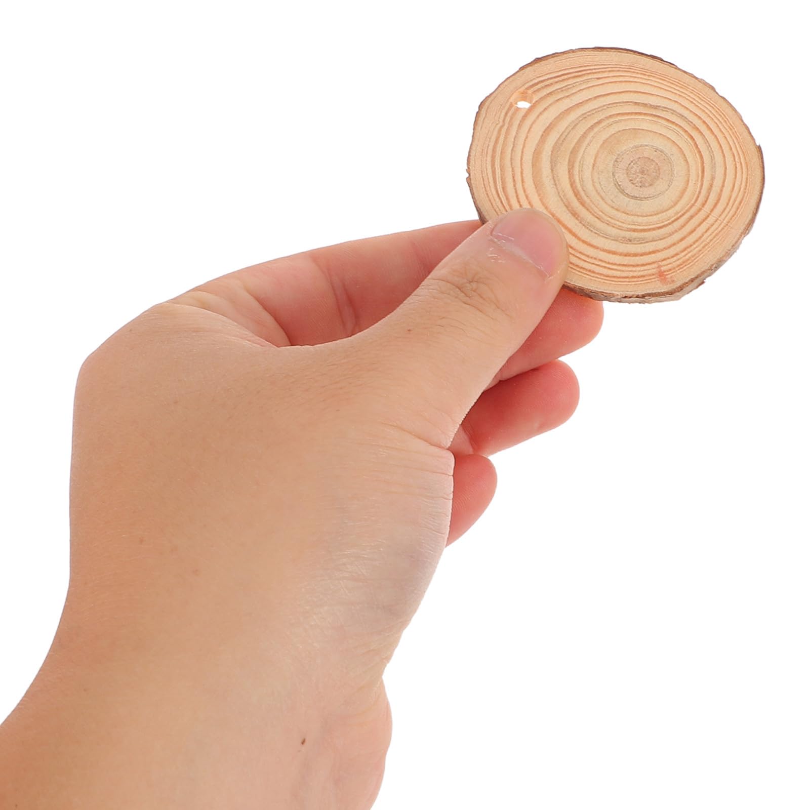 jojofuny 30 Holzscheiben Runde Naturholz Kreise mit Loch für Basteln Selbstgemacht Weihnachten Dekoration mit Jutestrick